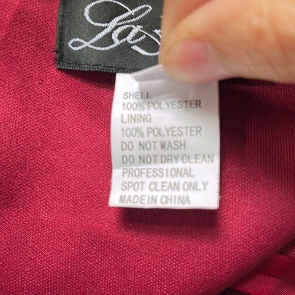 NWOT La Femme | Burgundy Wine One-Shoulder Jersey Long Maxi Gown 12 - Picture 5 of 5